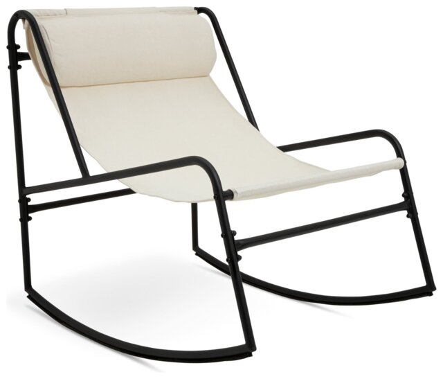 Habitat Teka Metal Rocking Garden Chair - Cream