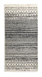 Habitat Printed Cream & Blue Cotton Flatweave Rug - 80x150cm