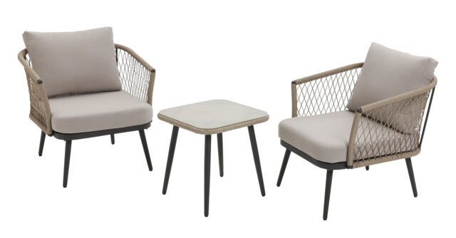 Habitat 2 Seater Rattan Effect Garden Bistro Set - Natural