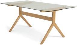 Habitat Zela Glass 6 Seater Dining Table - Natural
