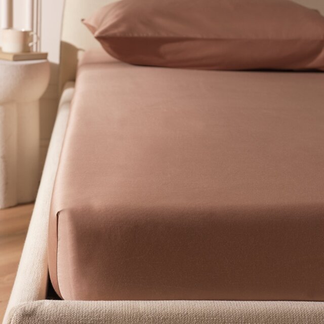 Habitat Egyptian Cotton Plain Mocha Deep Fitted Sheet- King