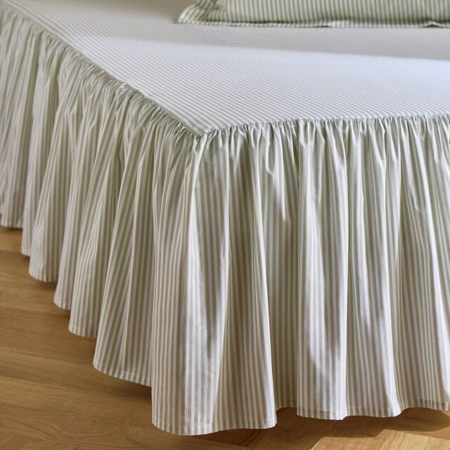 Habitat Oxford Printed Stripe Green Valance Sheet - Double