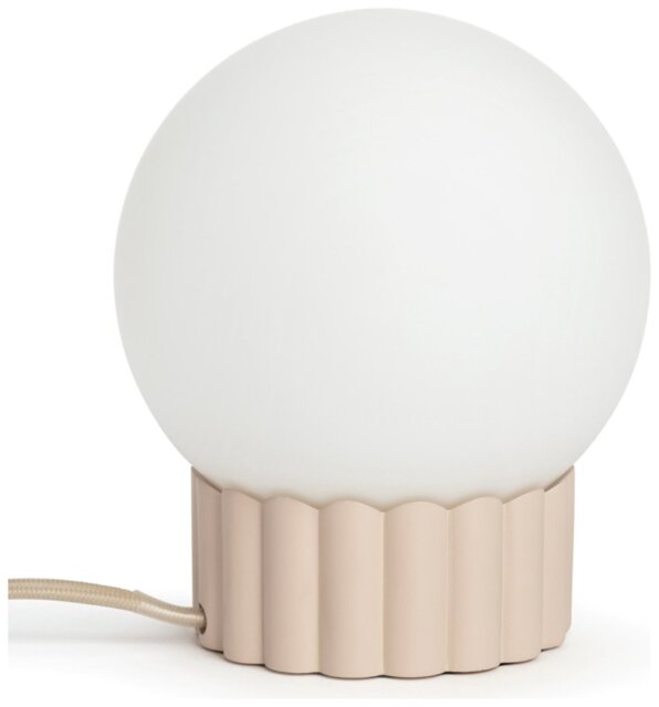 Habitat Ribbed Globe Table Lamp - White & Natural