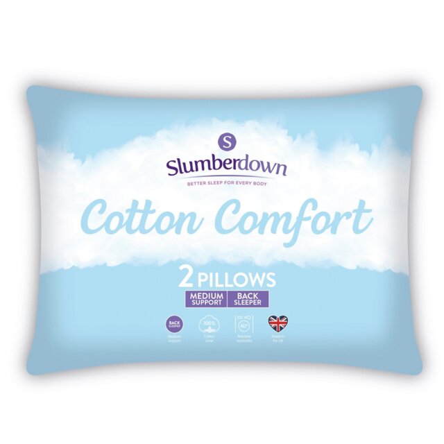Slumberdown Cotton Comfort Medium Pillow - 2 Pack