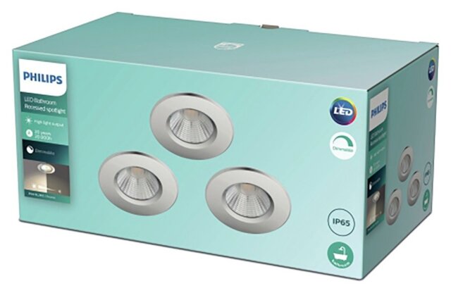 Philips Dive 3 Light Bathroom LED Spotlight - Chrome