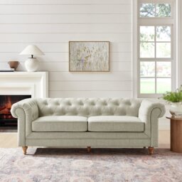 Habitat Chesterfield 3 Seater Fabric  Sofa - Natural