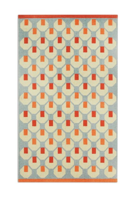 Habitat Octo Geometric Blue Cotton Flatweave Rug - 80x130cm