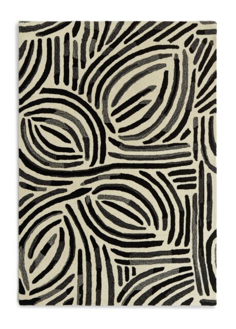 Habitat Skandi Brush Marks Black & White Cut Pile Rug