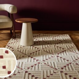 Habitat Crosshatch Square Beige Wool Cut Pile - 120x170cm