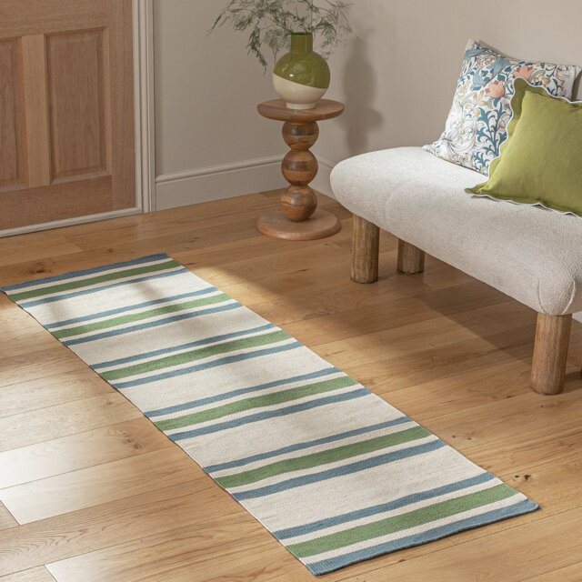Habitat Stripe Green  Runner - 66x200cm