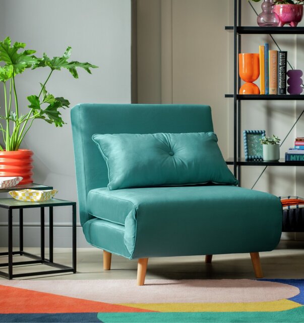 Habitat Roma Single Velvet Chairbed - Teal
