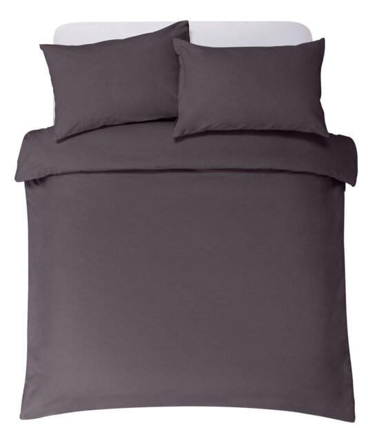 Habitat Brushed Cotton Plain Charcoal Bedding Set - Double