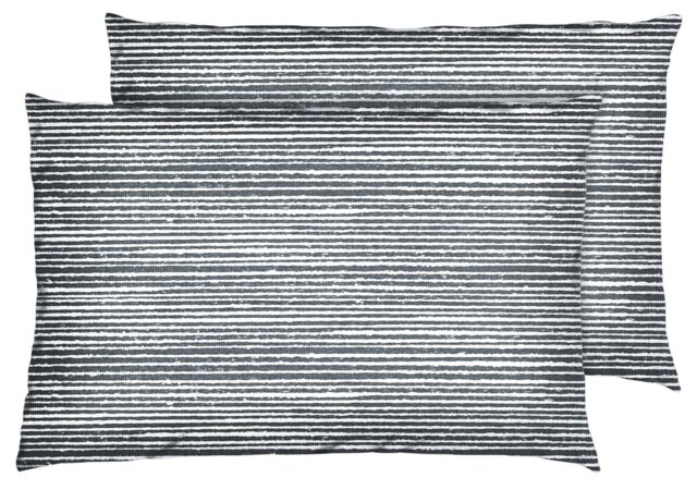 Habitat Stockholm Stripe Print Pillowcase Pair- Grey