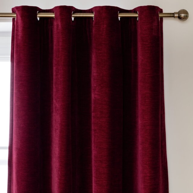 Habitat Chenille Blackout Eyelet Curtains - Berry -168x229cm