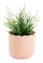 Habitat Artificial White Lavender in Wavy Pink Pot