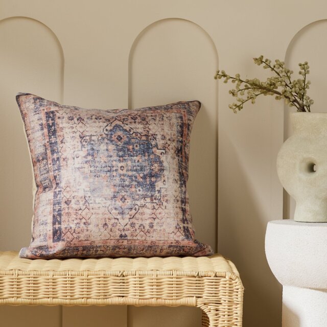 Habitat Chenille Tapestry Print Cushion - Cream - 43x43cm