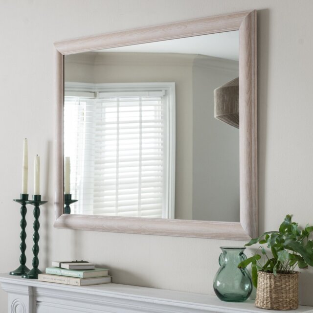 Habitat Solid Oak Overmantle Wall Mirror - 90x70cm