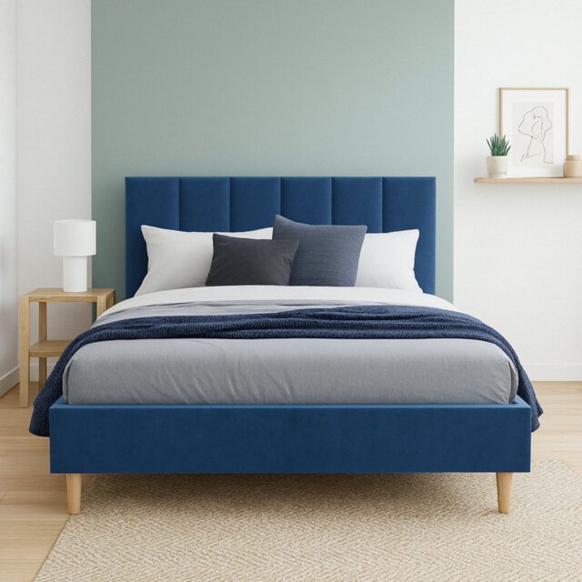 Millbrook Piper Kingsize Velvet Bed Frame - Blue