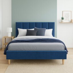 Millbrook Piper  Kingsize Velvet Bed Frame - Blue