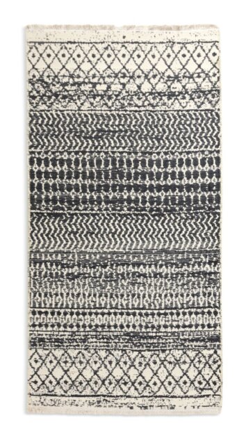 Habitat Printed Cream & Blue Cotton Rug -160x230cm