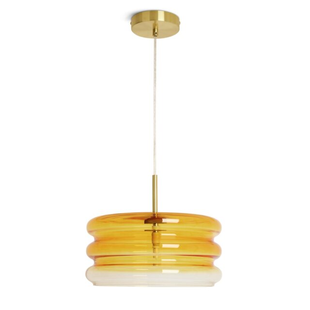 Habitat Ribbed Ombre Glass Pendant Light - Orange