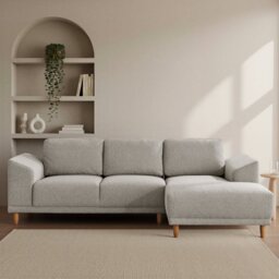 Habitat Draper Boucle Fabric Left Hand Corner Chaise Sofa - Natural