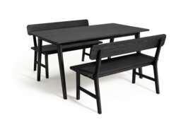 Habitat Nel Black Dining Table & 2 Black Benches