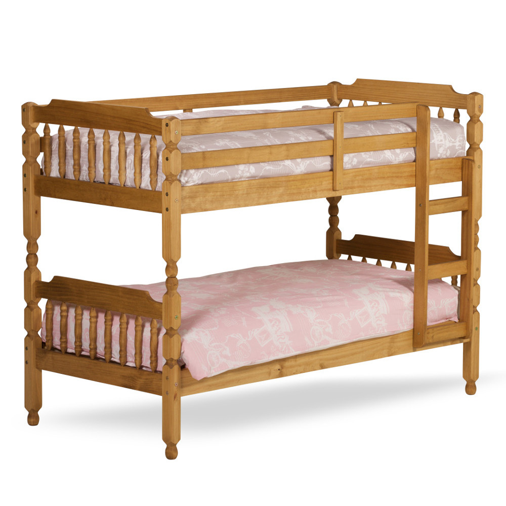 Colonial - Kids Bunk Bed - Waxed Pine - Wooden - Single - 3ft - Happy Beds - image 1