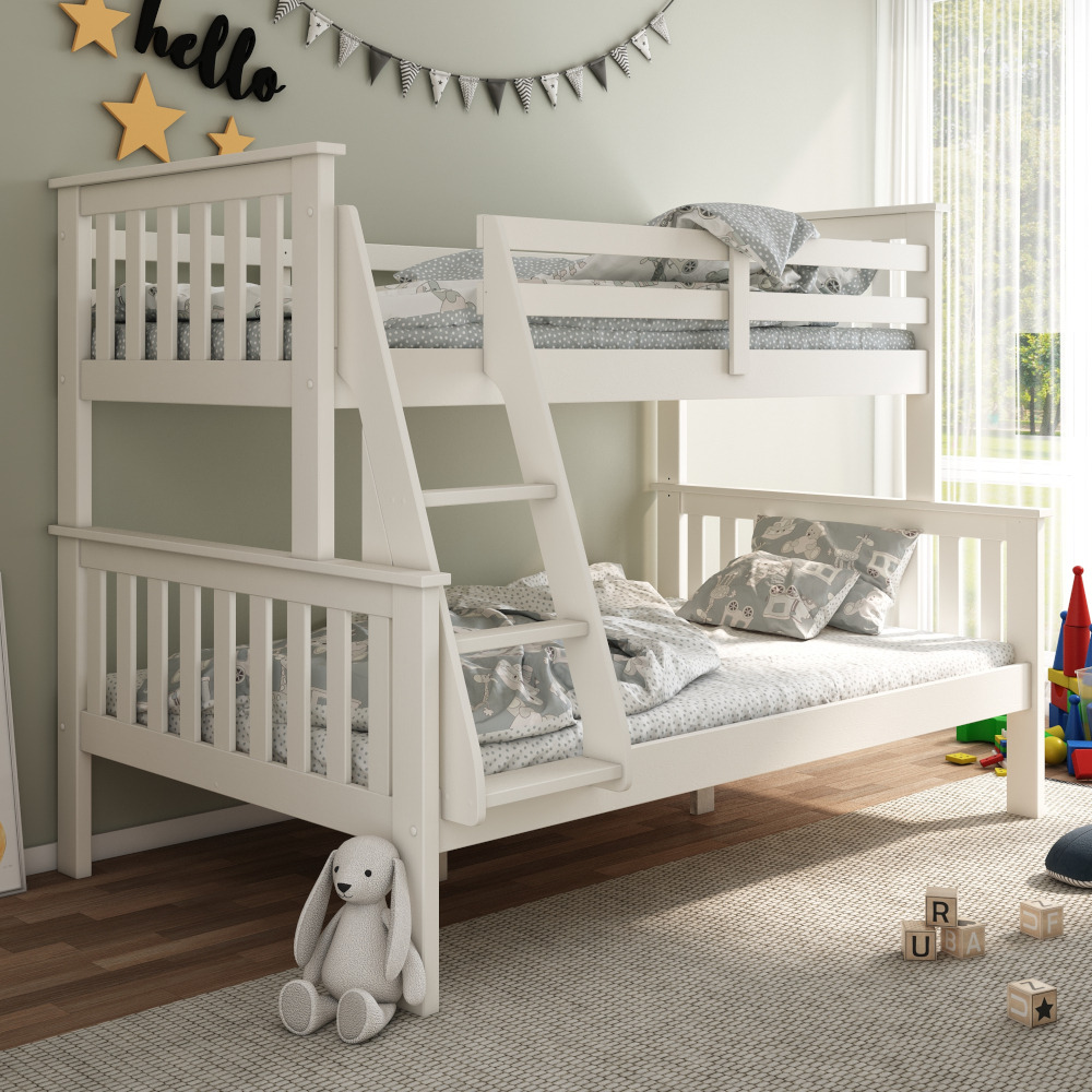 Atlantis - Kids White Pine -Triple Sleeper Bunk Bed Frame - 3ft and 4ft - Happy Beds - image 1