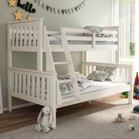 Atlantis - Kids White Pine -Triple Sleeper Bunk Bed Frame - 3ft and 4ft - Happy Beds - thumbnail 1