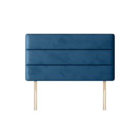 Cornell - Single - Lined Headboard - Blue - Velvet - 3ft - Happy Beds