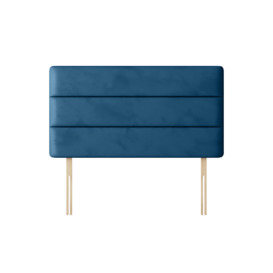 Cornell - Double - Lined Headboard - Blue - Velvet - 4ft6 - Happy Beds