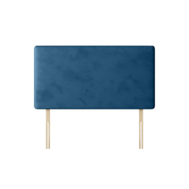 Cornell - Single - Plain Headboard - Blue - Velvet - 3ft - Happy Beds