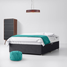 Single - Divan Bed - Dark Grey - Charcoal - Fabric - 3ft