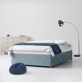 Small Double - Divan Bed - With Storage - Duck Egg Blue - Fabric - 4ft - Happy Beds