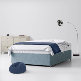 Double - Divan Bed - With Storage - Duck Egg Blue - Fabric - 4ft6 - Happy Beds