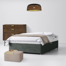 Single - Divan Bed - With Storage - Dark Grey - Velvet - 3ft - Happy Beds