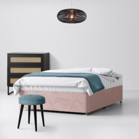 Super King Size - Divan Bed - Pink - Velvet - 6ft - Happy Beds