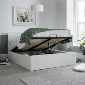 Dawson - King Size - Ottoman Storage Bed - White - Wooden - 5ft - Happy Beds