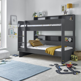 Oliver - Single - Storage Bunk Bed - Onyx Grey - Wooden - 3ft
