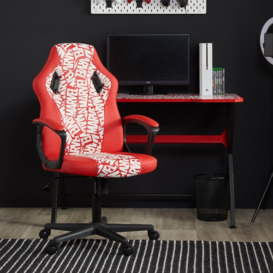 Disney - Marvel - Computer Gaming Chair - Red/White - Faux Leather - Happy Beds
