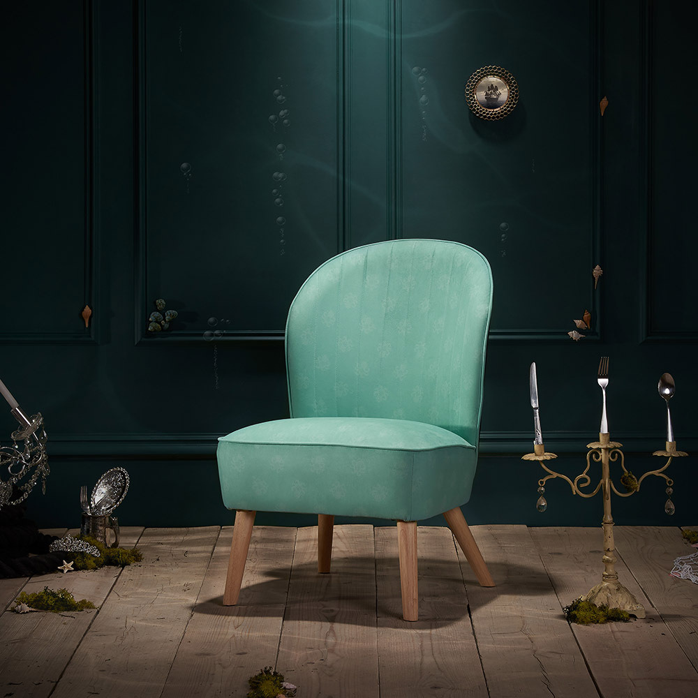 Disney The Little Mermaid Accent Chair Green Fabric Wooden