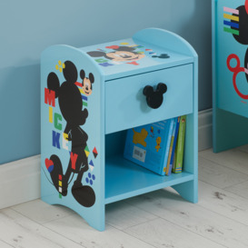 Disney - Mickey Mouse - 1 Drawer Bedside Table - Blue - Wooden - Happy Beds