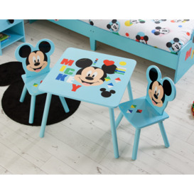 Disney - Mickey Mouse - Table/2 Chairs - Blue - Wooden - Happy Beds