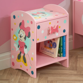 Disney - Minnie Mouse - 1 Drawer Bedside Table - Pink - Wooden - Happy Beds