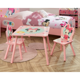 Disney - Minnie Mouse - Table/2 Chairs - Pink - Wooden - Happy Beds