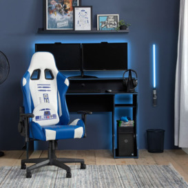 Disney - R2D2 - Computer Gaming Chair - Blue/White - Faux Leather - Happy Beds