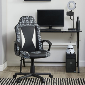 Disney - Stormtrooper - Pattern Computer Gaming Chair - Black/White - Faux Leather - Happy Beds