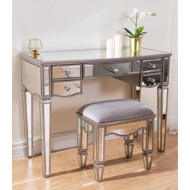 Elysee - Mirrored 4 Drawer Dressing Table - Mirror - Glass - Happy Beds