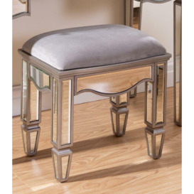 Elysee - Mirrored Dressing Table Stool - Mirror - Glass - Happy Beds
